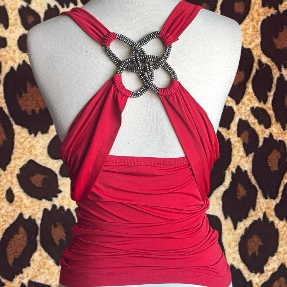 Y2K Wet Seal cowl neck top with beautiful chain detail on back XS